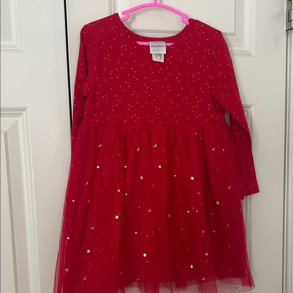 Hanna Andersson Red Dress with Gold Stars and Moons